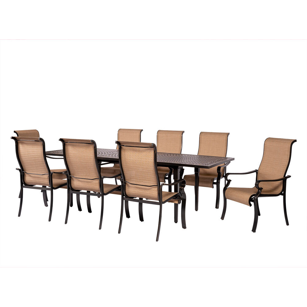 Hanover BRIGDN9PC-EX Brigantine9pc: 8 Sling Dining Chairs, Expandable Cast Dining Table