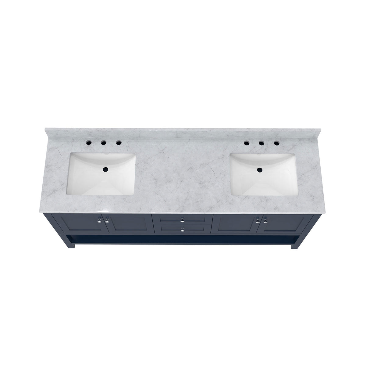 Continuum 72 Inch Modern Console Vanity with Rectangular Undermount Sinks - Navy