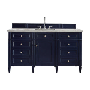 Brittany 60" Single Bathroom Vanity in Victory Blue Single Bathroom Vanity James Martin Vanities Victorian Silver Silestone 