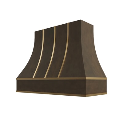 Brooklyn Slate Curved Hood with Brass Strapping - 48" W x 36" H
