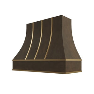 Brooklyn Slate Curved Hood with Brass Strapping - 48