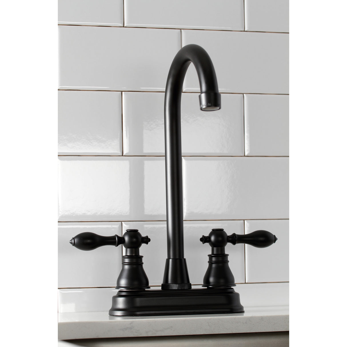 Kingston Brass KB490ACL American Classic Two-Handle High-Arc Bar Faucet, Matte Black