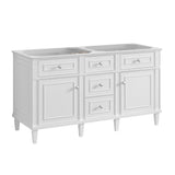 Lorelai 60" Double Vanity, Bright White, w/ 3 CM Siberian Silestone Top w/FreePower Wireless Charger