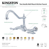 Kingston Brass KS1248AL Heritage Wall Mount Bridge Kitchen Faucet, Brushed Nickel