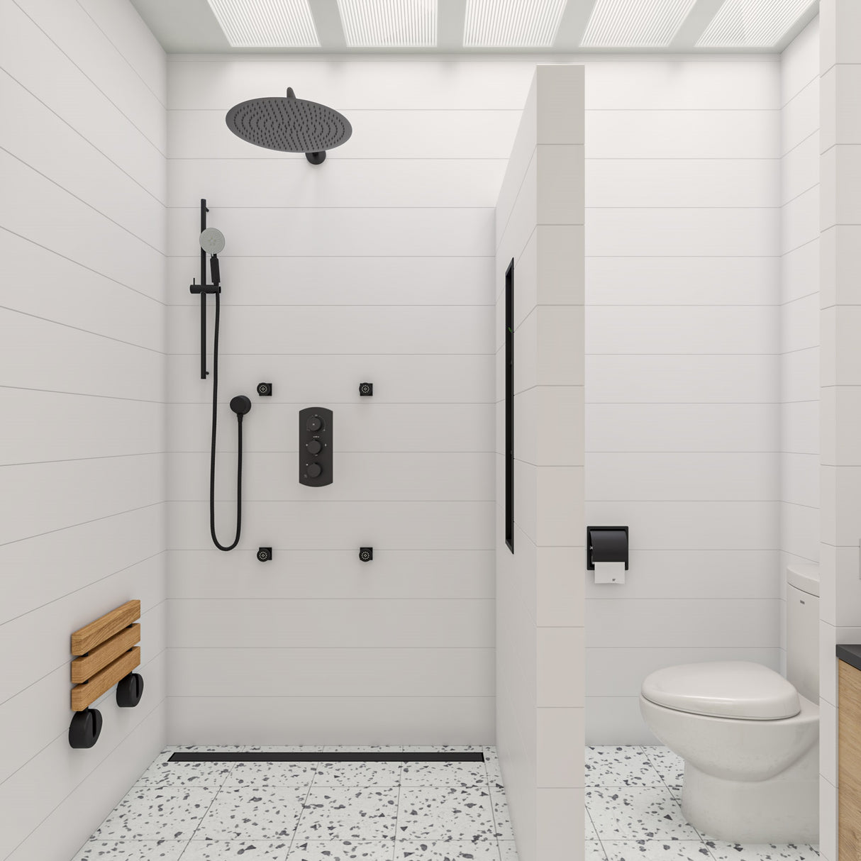 Black Matte 20" Round Wall Shower Arm
