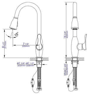 Brushed Nickel Traditional Gooseneck Pull Down Kitchen Faucet