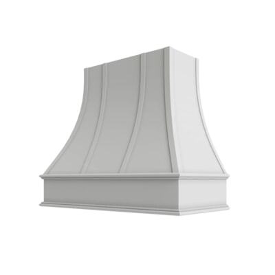 Brooklyn White Curved Hood with Strapping Flat Trim - 36" W x 30" H
