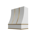 Brooklyn White Sloped Hood with Brass Strapping - 30" W x 30" H