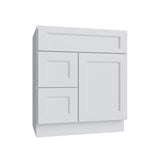 Brooklyn White Vanity Sink Base Left Drawer Stacking Cabinet - 30" W
