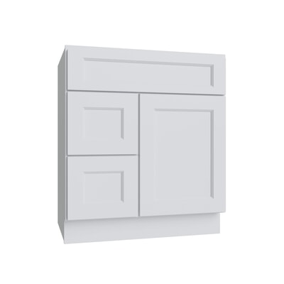 Brooklyn White Vanity Sink Base Left Drawer Stacking Cabinet - 30" W