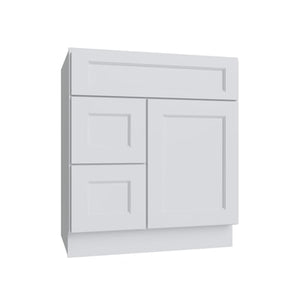 Brooklyn White Vanity Sink Base Left Drawer Stacking Cabinet - 30