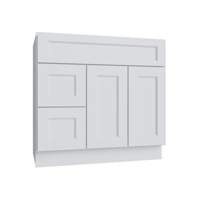 Brooklyn White Vanity Sink Base Left Drawer Stacking Cabinet - 36" W