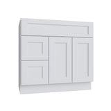 Brooklyn White Vanity Sink Base Left Drawer Stacking Cabinet - 36" W