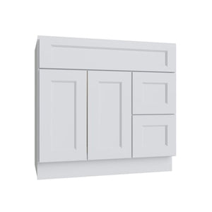 Brooklyn White Vanity Sink Base Right Drawer Stacking Cabinet - 36