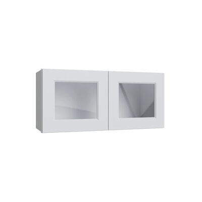 Brooklyn White 15" Wall Stacking Cabinets with Glass