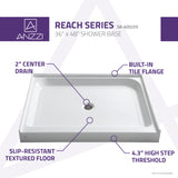 ANZZI SB-AZ02XX-R Route 36 x 48  in. Single Threshold Shower Base in White