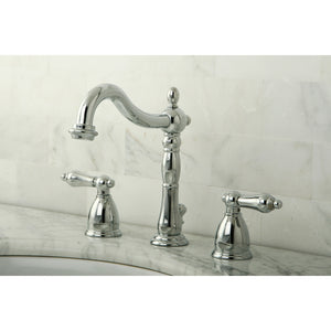 Kingston Brass KB1971AL Heritage Widespread Bathroom Faucet with Plastic Pop-Up, Polished Chrome