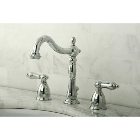Kingston Brass KB1971AL Heritage Widespread Bathroom Faucet with Plastic Pop-Up, Polished Chrome