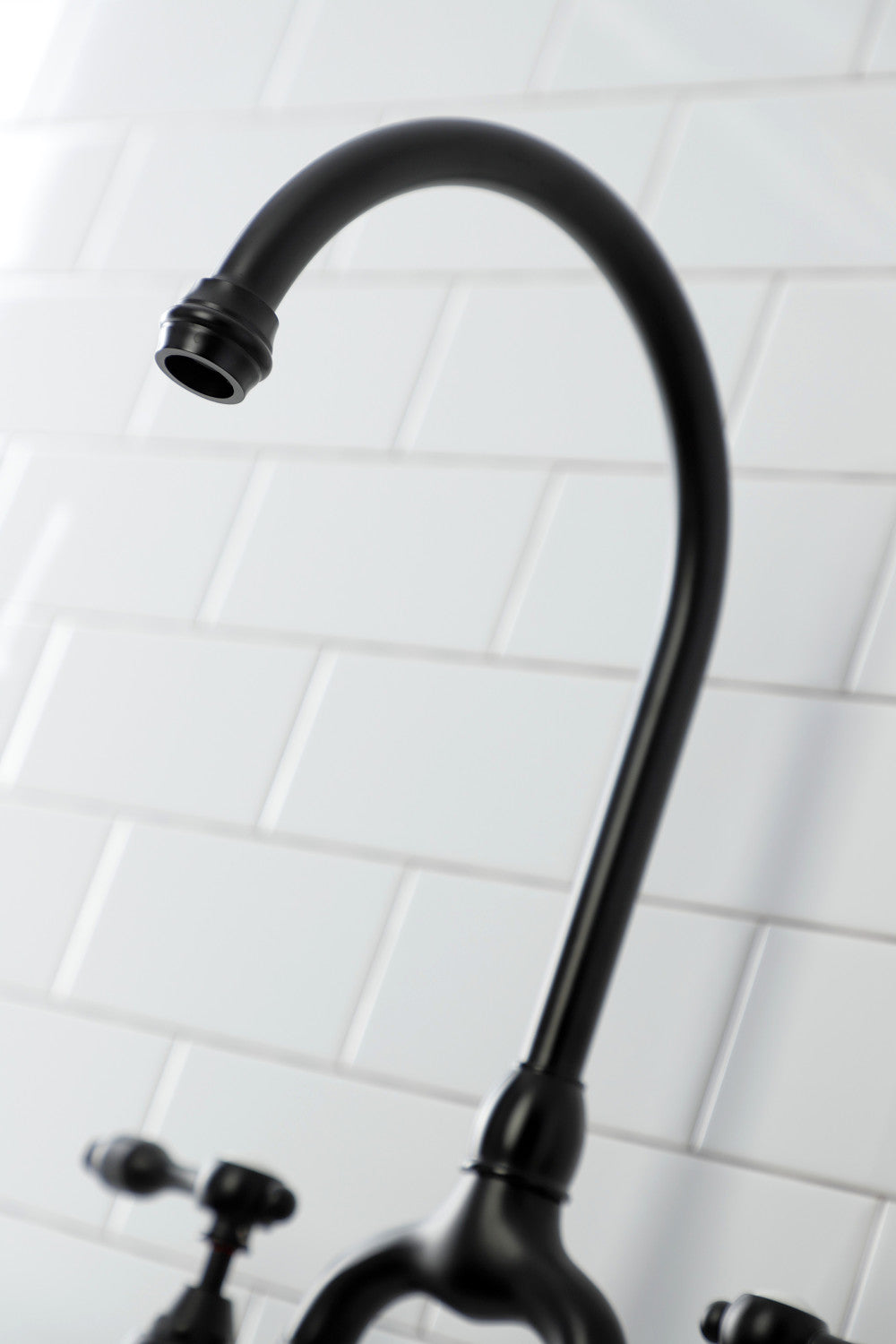 Kingston Brass KS7790TALBS Tudor Bridge Kitchen Faucet with Brass Sprayer, Matte Black