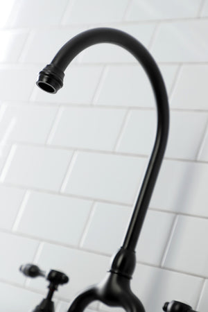 Kingston Brass KS7790TALBS Tudor Bridge Kitchen Faucet with Brass Sprayer, Matte Black