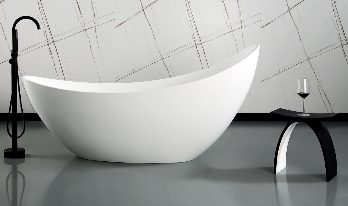 Black Matte Arched Solid Surface Resin Bathroom / Shower Stool