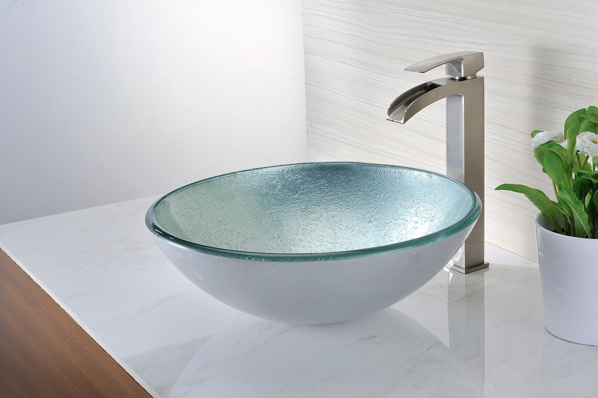 ANZZI LS-AZ055-R Series Deco-Glass Vessel Sink in Churning Silver