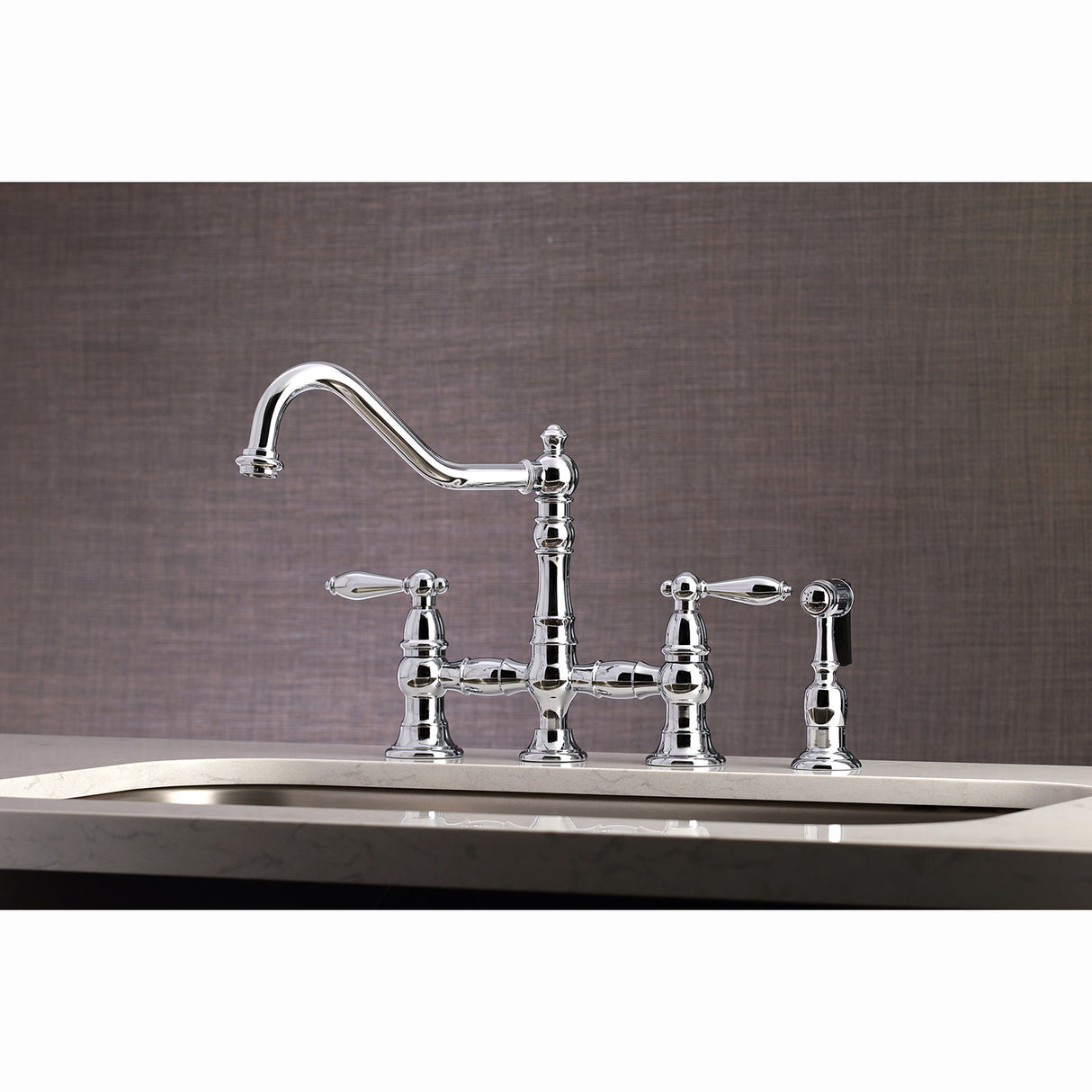 Kingston Brass KS3271ALBS Kitchen Faucet with Side Sprayer, Polished Chrome