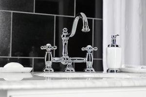 Kingston Brass KS3911AX Restoration Bathroom Bridge Faucet, Polished Chrome