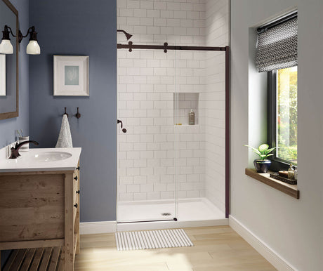 MAAX 138992-900-173-000 Luminescence 44 ½-47 x 70 ½-72 in. 6mm Sliding Shower Door for Alcove Installation with Clear glass in Dark Bronze