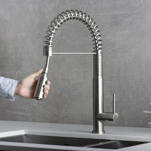 DAX Stainless Steel Single Handle Pull Down Kitchen Faucet, Brushed Stainless Steel DAX-2141