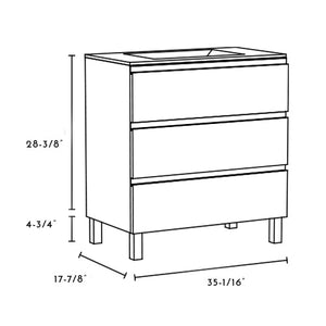 DAX Costa Engineered Wood and Porcelain Basin Single Vanity Cabinet, 36", White DAX-COS013611-ONX