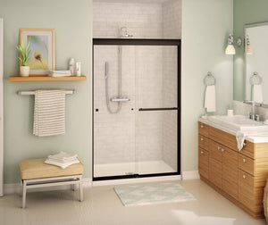 MAAX 135671-900-172-000 Aura 43-47 x 71 in. 8 mm Bypass Shower Door for Alcove Installation with Clear glass in Dark Bronze
