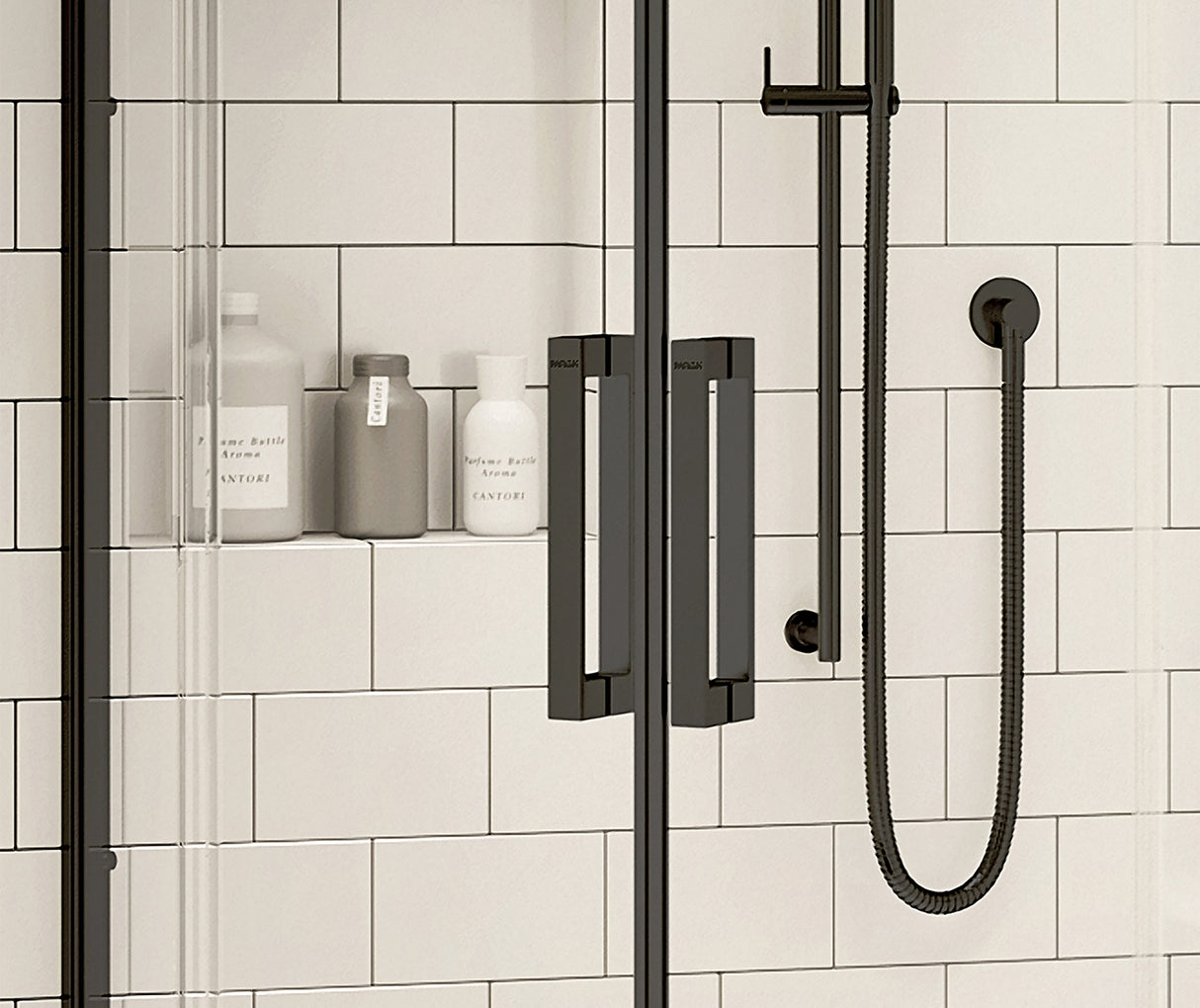 MAAX 137441-900-340-000 Radia Neo-angle 38 x 38 x 71 ½ in. 6 mm Sliding Shower Door for Corner Installation with Clear glass in Matte Black