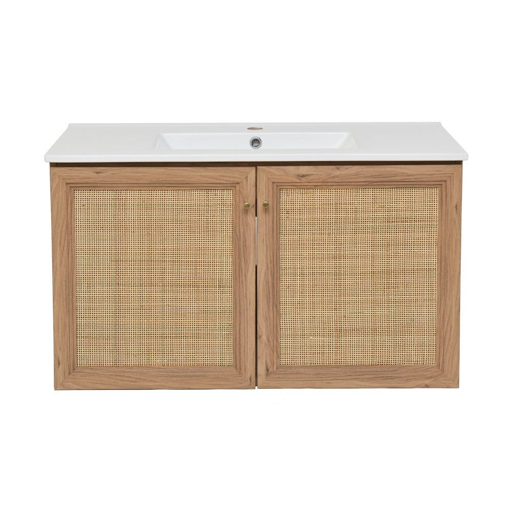 Classe 36" Wall-Mounted Bathroom Vanity in Oak