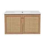 Classe 36" Wall-Mounted Bathroom Vanity in Oak