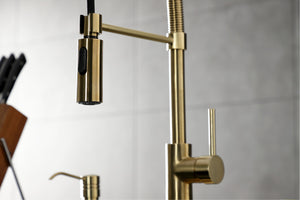 Gourmetier LS8773DL Concord Single-Handle Pre-Rinse Kitchen Faucet, Brushed Brass