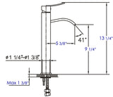 ALFI brand AB1158-BN Tall Brushed Nickel Tall Square Body Curved Spout Single Lever Bathroom Faucet