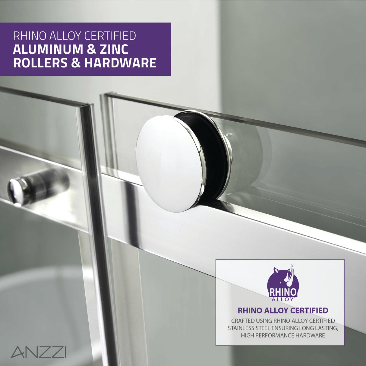 ANZZI SD-FRLS05702CH Rhodes Series 60 in. x 76 in. Frameless Sliding Shower Door with Handle in Chrome