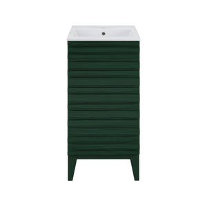 Cascade 18" Freestanding Bathroom Vanity in Green Oak with Sink Top