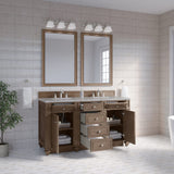 Bristol 60" Double Vanity, Whitewashed Walnut w/ 3 CM Victorian Silver Silestone Top