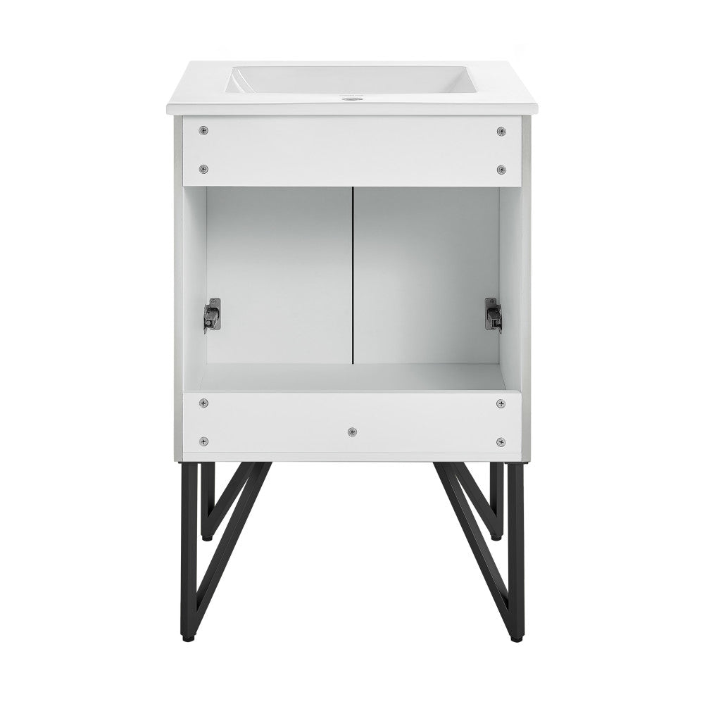 Annecy 24 Single, Brushed Grey, Two Doors, Bathroom Vanity