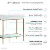 Pierre 32 Single, Freestanding, Open Shelf, Gold Metal Frame Bathroom Vanity