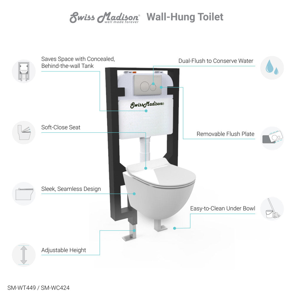 St. Tropez Wall Hung Toilet Bundle (SM-WT449, SM-WC424, SM-WC001C)