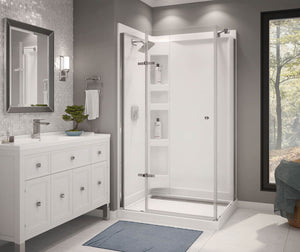 MAAX 300008-900-084-000 Athena 34 x 42 Acrylic Center Drain Shower Kit in White with Clear glass  in Chrome