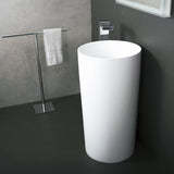 DAX Solid Surface Round Pedestal Freestanding Bathroom Basin, Matte White DAX-AB-1381
