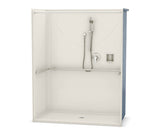 Aker OPS-6030 AcrylX Alcove Center Drain One-Piece Shower in Biscuit - ADA Compliant (without Seat)
