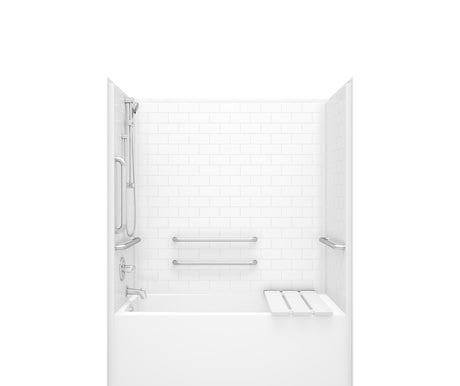Aker F6030STT - ANSI Compliant AcrylX Alcove Left-Hand Drain One-Piece Tub Shower in White