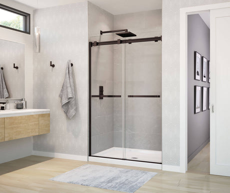 MAAX 136271-900-173-000 Duel 44-47 x 70 ½-74 in. 8 mm Bypass Shower Door for Alcove Installation with Clear glass in Dark Bronze