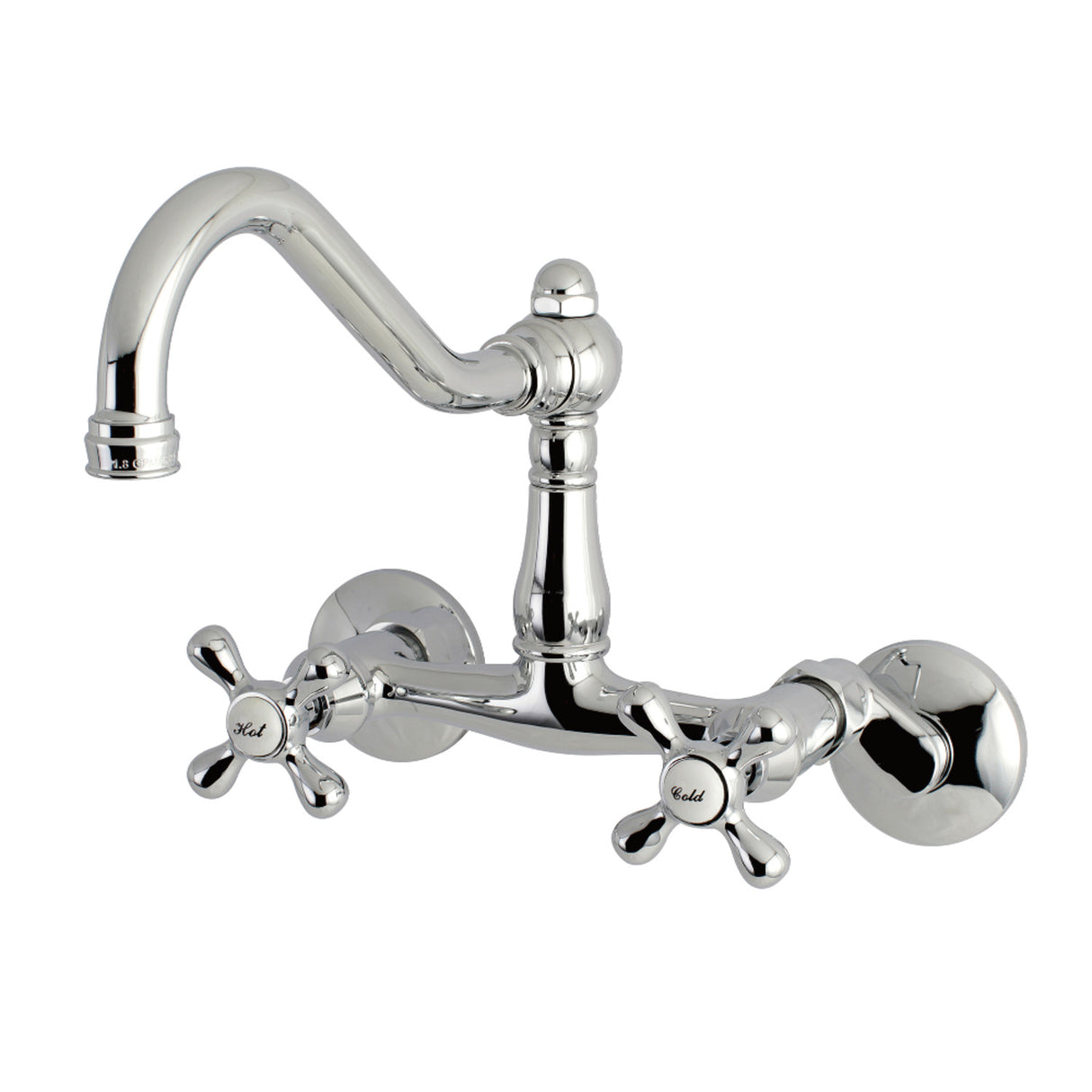 Kingston Brass KS3221AX Vintage 6" Adjustable Center Wall Mount Kitchen Faucet, Polished Chrome