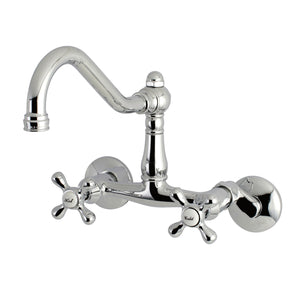 Kingston Brass KS3221AX Vintage 6" Adjustable Center Wall Mount Kitchen Faucet, Polished Chrome